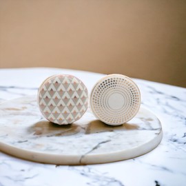 Infinity Decor Set of 8 Ceramic Knobs for Doors, Drawers, Cupboards in Geometric & Nature Designs - White & Gold Color