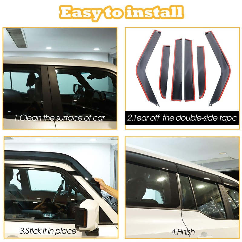 Car Side Window Visor Deflector Compatible with Toyota Land Cruiser
