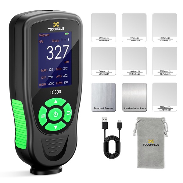 Tooomplus Paint Thickness Gauge, 3000μm Ultra-Range Digital Paint Depth Gauge