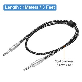 QUARKZMAN Guitar Instrument Cable, 3ft 1/4" to 1/4" Straight to Straight Angle Electric Guitar Jack Cable for Guitar Bass, Black White