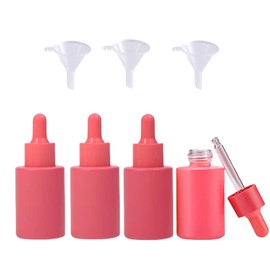 4 Pcs Frosted Glass Dropper Bottles with 3 Funnels, 30ml Leakproof Essential Oil Dropper Bottle Perfume Dispenser Bottle for Essential Oils, Perfumes and Other DIY Liquids