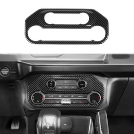 HTHE for Ford Bronco 2021 2022 2023 2024 Center Console Air Conditioning Panel Cover Interior Accessories (1pc,ABS,Carbon Fiber Black)
