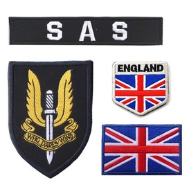 United Kingdom British Special Air Service SAS Flag Embroidery Patch Military Who Dares Wins Tactical Morale Badges Bracelet Emblem Applique Hook Patches