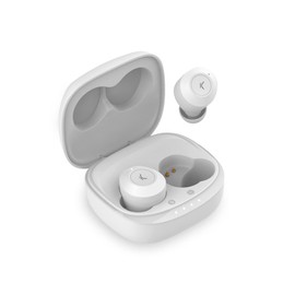 KSIX Oblivion Kabellose Bluetooth-Kopfhörer, HD-Mikrofon für Anrufe, wasserdicht, Sprachassistenten, 19 Stunden Akkulaufzeit, True Wireless Stereo, Touch-Steuerung, Weiß