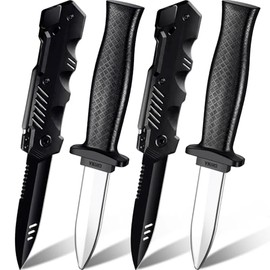 Sumind 4 Pieces Retractable Fake Knife Retractable Prop Knife Fake Dagger Joke Prank Props Trick Disappear Plastic Blade Gag Magic Toy for Halloween Fools Day (Mixed Style)