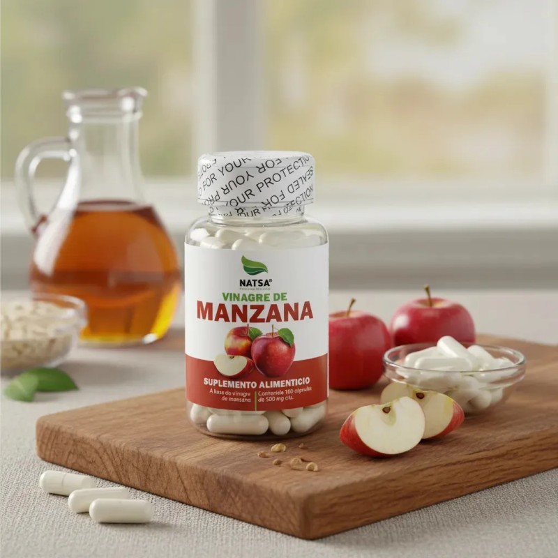 Vinagre Manzana 100 Cápsulas Regula Niveles Colesterol Azúcar Mejora Digestión