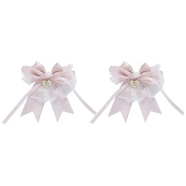 Pyu Alibon Lolita Style Lace Attached Ribbon Barrette Set, Hair Clip, Sweet Lolita Princess (Pink)