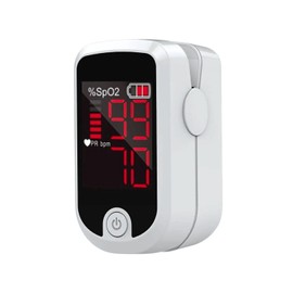 HOME CARE Oxímetro Digital de Pulso de Dedo con Pantalla OLED, Monitor Digital de Frecuencia Cardíaca PR y Saturación de Oxígeno en Sangre SpO2, Indice de Perfusión PI para Detección y Monitorear Diaria COLOR BLANCO
