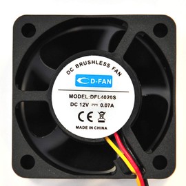 Rhombutech® Set of 5 whisper-quiet fans, 40 x 40 x 20 mm with plain bearing DC12V 0.07A, 3-pin power connection (set - 5x 40/40/20)