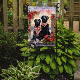 Caroline's Treasures DAC4661GF Black Labrador Retriever Two Hearts Garden Flag Mailbox Flag Decorative Yard Flag Banner Outside Patio Artwork Yard Flower Beds, Garden Size, Multicolor