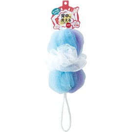 Marna B873B Double Bubble Body Scrubber, Back Washable, Net Body Sponge, Gentle on the Skin, Design: Mix, Color: Blue