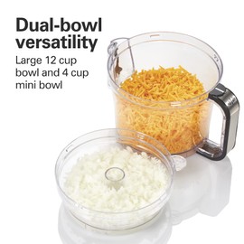 Hamilton Beach Big Mouth Duo Plus 12 Cup Food Processor & Vegetable Chopper with Additional Mini 4 Cup Bowl, Black (70580)