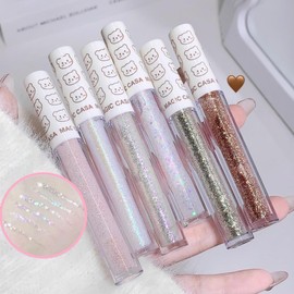 KARLOR Flüssig Glitzer Augen Set, 6 PCS Lidschatten Glitter Eyeshadow liquid Glitzer Lidschatten Highlighter Diamond Eyeshadow Stick silber golden lila Shimmer Perlglanz Augen Highlighter