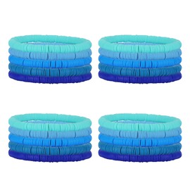 Ornaland 20 Pieces Hei Shi Surfer Bracelets Friendship Bracelets Clay Bead Bracelets Polymer Clay Stretch Bracelet Stackable Bracelet Set Women Summer Beach Jewelry for Women (Blue)