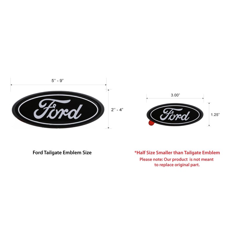 Ford Black & Gray Oval Novelty Decorative Logo Black Plastic