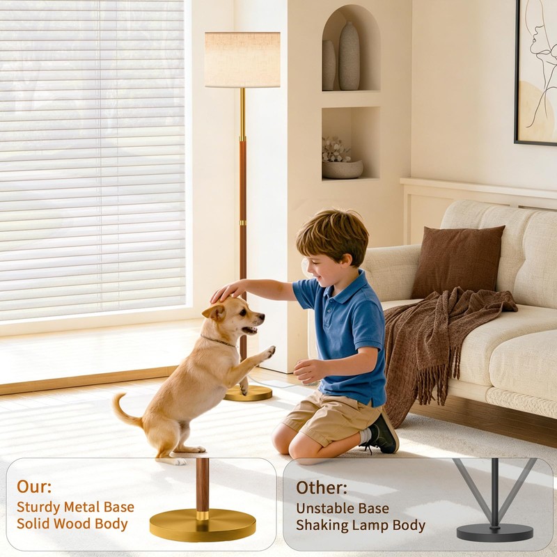 SIBRILLE 62" Mid Century Modern Wood Floor Lamp with Remote