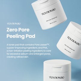 res novae Pore zero peeling pad 60pads, PHA+BHA, toner pad, exfoliate & cleanse sebum, tight pore, add elasticity by adenosin, presents hydrated, radiant skin