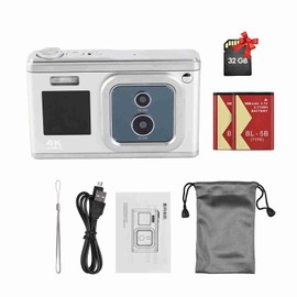 2.88 Inch Portable Digital Camera Compact Camera 50MP 4K Ultra HD 16X Zoom Auto Focus Self Timer Anti Shaking with 2pcs Batteries 32GB Memory Card for Boys Girls Adult Teenagers