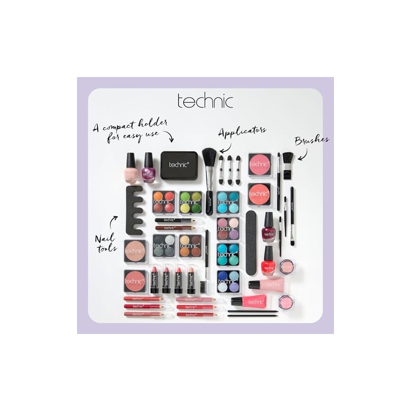 Technic Super Beauty Case - 48-Piece Portable Makeup and Nail