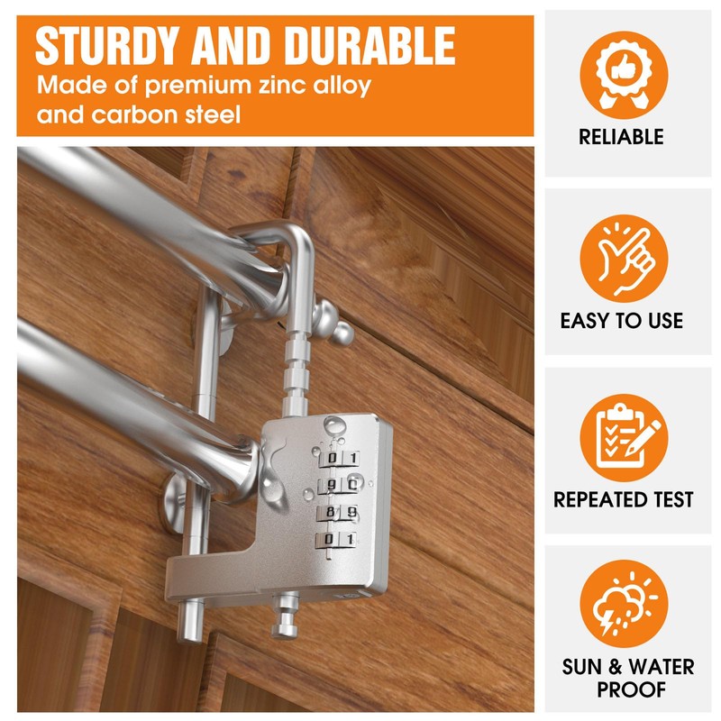 Cabinet Lock with Combination, Adjustable U-Shaped Combination Cabinet Lock Latches