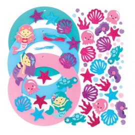 Baker Ross FE189 Mermaid Wreath Decoration Kits - Pack of 3, Foam Craft Activities for Kids to Assemble, Decorate and Display Great as a Gift for Creative Children