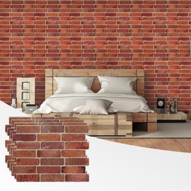 Retro-Art 3D Wall Panels, Pack of 10, Old Brick in Red, PVC, 17.5" x 23.75", Cover 28.86 sq.ft., Model 572OR, Realistic Stone Texture