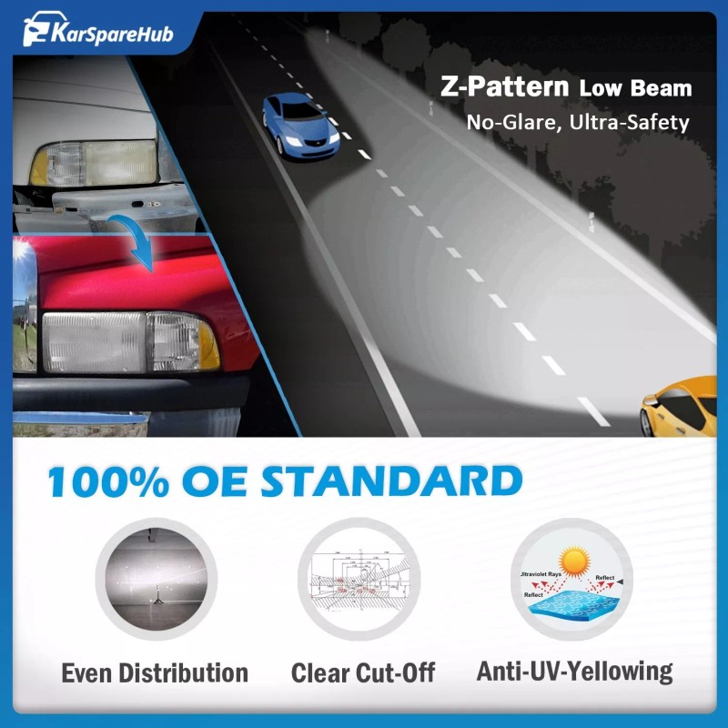 karsparehub Chrome Headlights For 1994-2002 Dodge Ram 1500 2500 3500