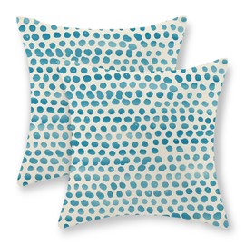 CXMEIFLY Teal Pillow Covers 18x18 Inch Set of 2 Aqua Polka Dot Outdoor Decor Throw Pillows for Couch Modern Boho Design Watercolor Aesthetic Decorative Cushion Cases for Home Sofa Bed Decorations