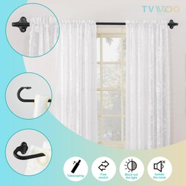 TVWOO Wrap Around Curtain Rods,Black Curtain Rods 28 to 60 Inch,5/8 Inch Adjustable Blackout Curtain Rod,Aluminum Curtain Rods for Windows,Room Darkening Curtain Rod,French Curved Drapery Rods 28-60"