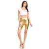 Sakkas Women's Shiny Metallic Bike Shorts Stretchy Unisex, gold