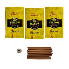 Padmini Incense Yellow Rose Dhoop Sticks (3 Pack - Total 45 Sticks)
