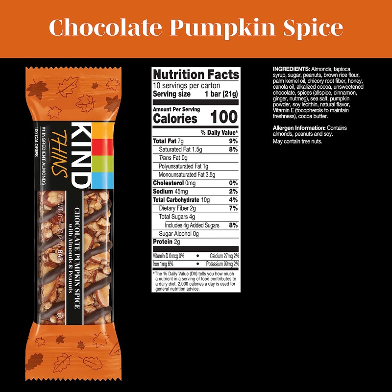 KIND THINS Chocolate Pumpkin Spice with Almonds & Peanuts, Gluten