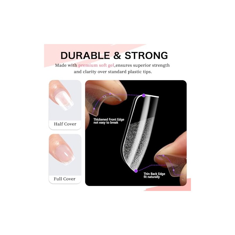 Puntas de uñas cuadradas extracortas de cobertura completa - 216