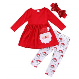 Xumplo Toddler Baby Girl Christmas Clothes Infant Girl Santa Elk Xmas Outfis Long Sleeve Winter Cotton Romper for Girl 3-4 Years Red
