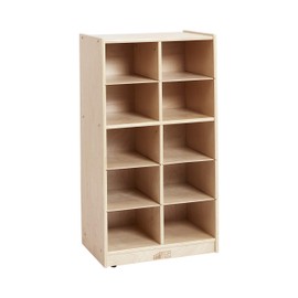 ECR4Kids 10 Cubby Mobile Tray Storage Cabinet, 5x2, Classroom Furniture, Natural