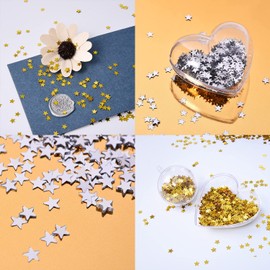 Liroyal Confetti Star Shape Wedding Party Birthday (Gold 50g Silver 50g) Wedding Event Celebration Wedding Gold Shower Christmas Proposal Confetti Gold Silver