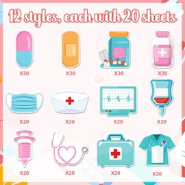 Cute Nurse Stationary Memo Pads for Hospital School Nurse Office Supplies, Nurse's Day Medical Theme Mini Funny Sticky Notes Self Stick Cute Memo Pads for Nurse Gifts Hospital School Supplies,12 * 20