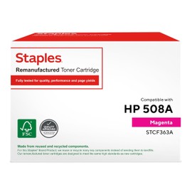 STAPLES Remanufactured Toner Cartridge Replacement for HP 508A (Magenta)