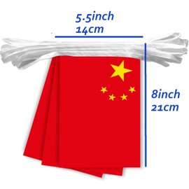 MacLand 30 PCS China Flag String, 32 FT Chinese Bunting, Decoration Banner for Outdoor Indoor Patio Yard Decor