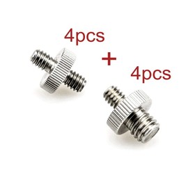 JZK 4PCS 1/4 Inch Male to 1/4 inch Male Screw and 4PCS 1/4 Inch Male to 3/8 Inch Male Threaded Screw Adapter, 1/4"-20 to 1/4" -20 Male Screws, Camera/Light Tripod Screw Converter