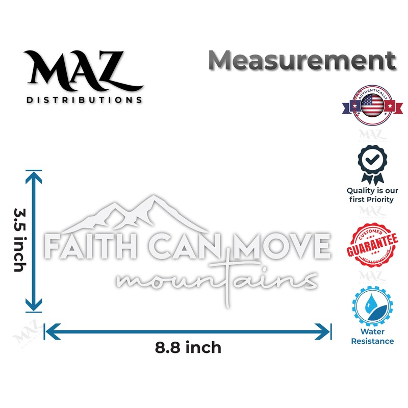 Faith can Move Mountains – Removable Waterproof Sticker for Waterbottle