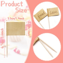 Benvo 200 Pieces Blank Toothpick Flags Mini Stick Cupcake Toppers Food Labels Cocktail Picks Cheese Labels for Appetizers Fruit Party Buffet Food Bar Charcuterie Accessories(Natural and White Color)