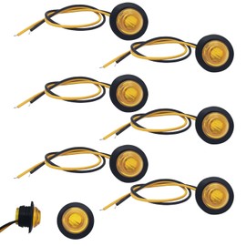 3/4 Inch Side Marker Indicator Light, CTRICALVER Waterproof Pack of 6 Yellow LED Position Light, Suitable for Trucks, Motorhomes, Trailers and Vans, Round Side Marker Light