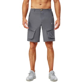 Little Donkey Andy Men's Stretch Quick Dry Cargo Shorts for Hiking, Camping, Travel Grey Size 4XL