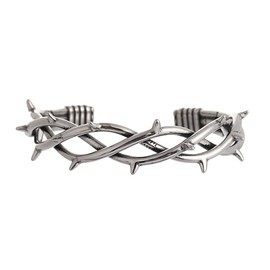 TURTLEDOVE Gothic Thorn Cuff Bracelet, Punk Barbed Wire Bangle, Stainless Steel Twisted Jewelry