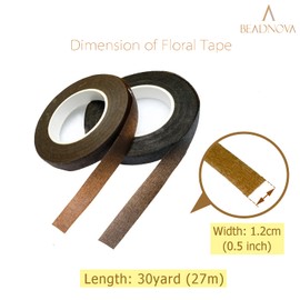 BEADNOVA Floral Tape 1/2inch Flower Tape Mix Brown Floral Tape for Bouquets Floral Arranging Stem Wrap Craft (Brown and Dark Brown, Total 60yards)
