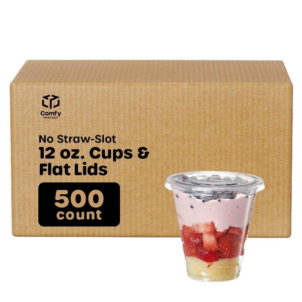 Comfy Package [Case of 500 12 oz. Clear Plastic Cups