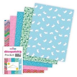 Decopatch Décopatch DP030C - Pack of 5 Sheets 30 x 40 cm in 5 Different Designs, Practical and Easy to Use, Ideal for Your Papier Mache and Craft Projects, 1 Pack