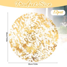 Disposable Gold Placemats 12Pcs Metallic Round 13 ‘’Gold Foil Mesh Glitter Fall Pressed Table Mates Gold Doilie Mesh Runner for Home Dining Holiday Thanksgiving Christmas Birthday Wedding Party Shower