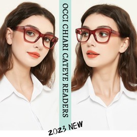 OCCI CHIARI Cateye Reading Glasses for Women 1.50 Fashion Cute Ladies Readers 1.0 1.25 1.5 1.75 2.0 2.25 2.50 2.75 3.0 3.5(Red,1.5)